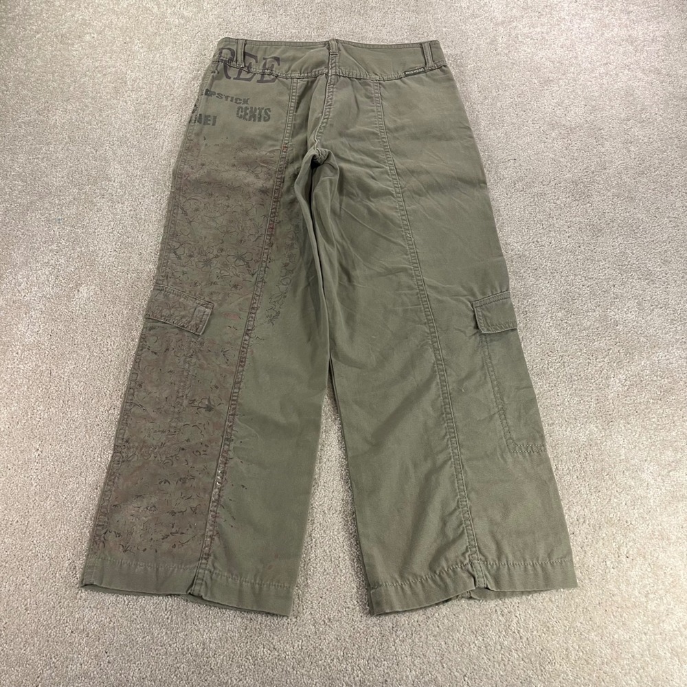 Blue Willi's Cargo Pants Womens 38 Olive Green Graphic Floral Wide Leg - Picture 9 of 11